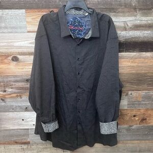 Robert Graham Black Designer Shirt 4XL Geometric Flip Cuff Western Mens Career